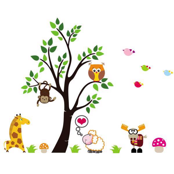 استیکر چوبی جیک جیک مدل جنگل حیوانات، Jikjik Forest Animals Wood Sticker