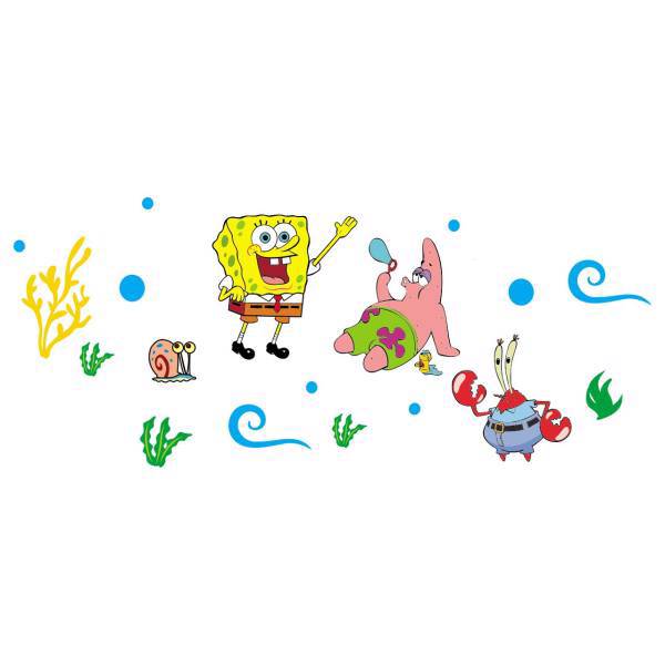 استیکر چوبی جیک جیک مدل باب اسفنجی و پاتریک، Jikjik Sponge bob and Patrik Wood Sticker