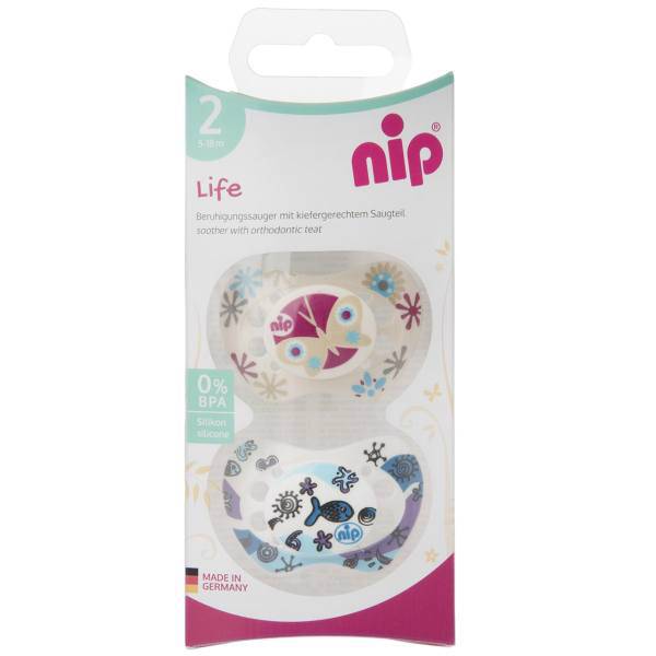 پستانک ارتودنسی نیپ مدل 31302BF بسته 2 عددی، Nip 31302BF Pacifier And Accessories Orthodontic Size2 Pack Of 2