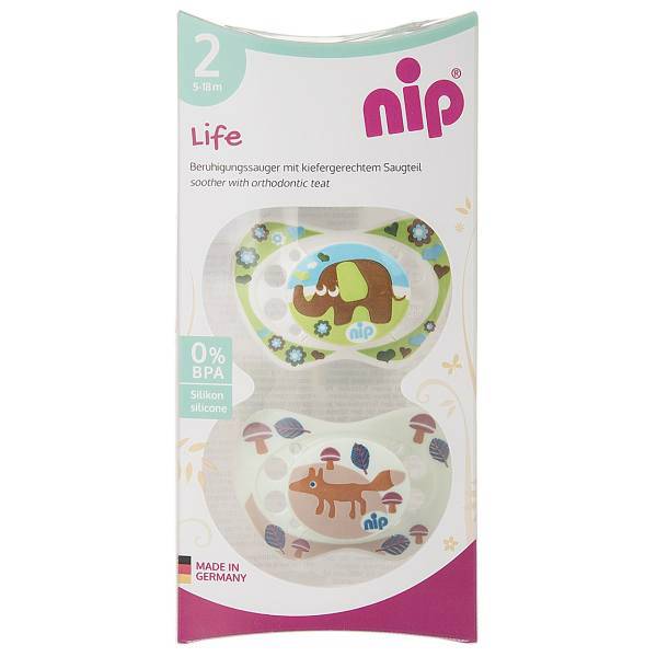 پستانک ارتودنسی نیپ مدل 31302EF بسته 2 عددی، Nip 31302EF Pacifier And Accessories Orthodontic Size2 Pack Of 2