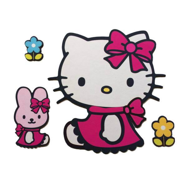 استیکر چوبی جیک جیک مدل کاراکتر کیتی و خرگوش، Jikjik Charachter Kitty and Rabbit Wood Sticker