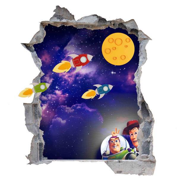 استیکر سه بعدی سالسو طرح اسباب بازی ها در فضا، Salso Toys Story in space 3D Wall Sticker