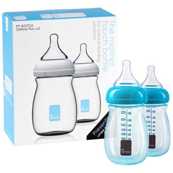 شیشه شیر یومیی مدل N100005-B ظرفیت 260 میلی لیتر بسته 2 عددی، Umee N100005-B Baby Bottle 260 ml Pack Of 2