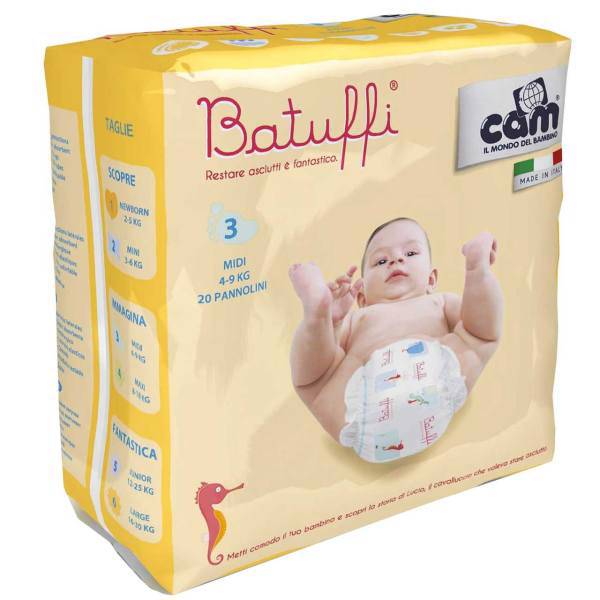پوشک کم مدل Pannolinobatuffi V426 سایز 3 بسته 20 عددی، Cam Pannolinobatuffi V426 Size 3 Diaper Pack Of 20