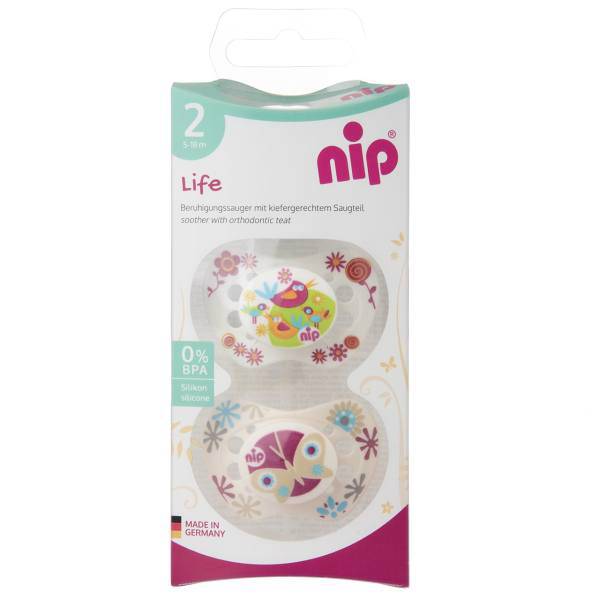 پستانک ارتودنسی نیپ مدل 31302BB بسته 2 عددی، Nip 31302BB Pacifier And Accessories Orthodontic Size2 Pack Of 22