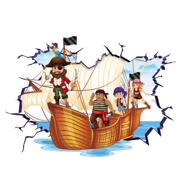 استیکر سه بعدی ژیوار طرح کشتی دزدان دریایی، Zhivar Pirate Ship 3D Wall Sticker