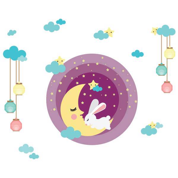 استیکر سالسو طرح Moon And Rabbit، Salso Moon And Rabbit Sticker