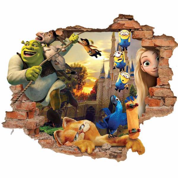 استیکر سه بعدی ژیوار طرح شهر کارتونی، Zhivar City of Cartoons 3D Wall Sticker