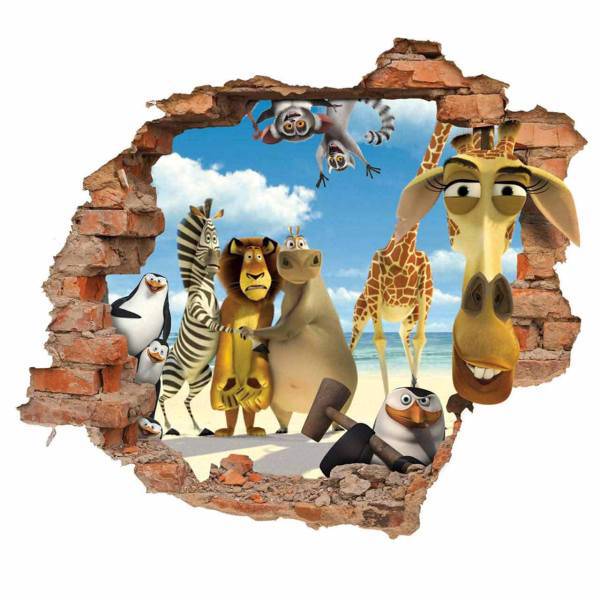 استیکر سه بعدی ژیوار طرح ماداگاسکار، Zhivar Madagascar 3D Wall Sticker