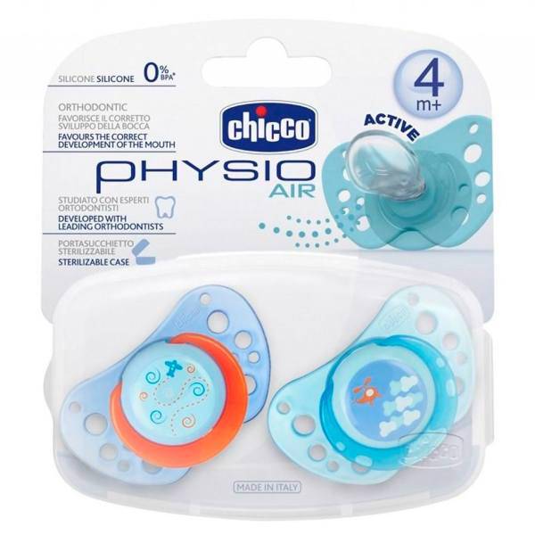 پستانک چیکو مدل Physio Air آبی بسته 2 عددی، Chicco Physio Air Blue Pacifier pack of 2