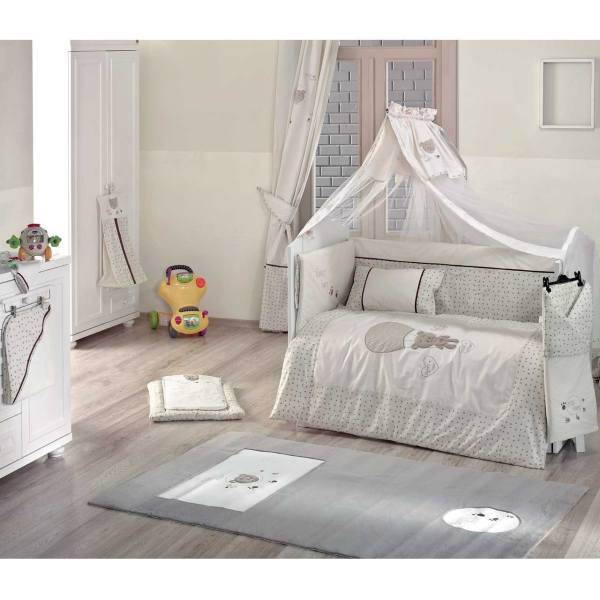 سرویس 9 تکه لحاف کودک کیدبو مدل Cute Bear Beige، Kidboo Cute Bear Beige 9 Pieces Kids Duvet Set