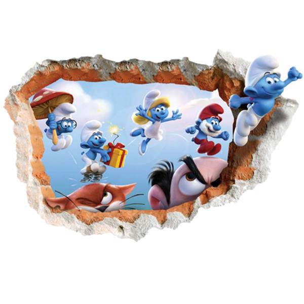 استیکر سه بعدی ژیوار طرح اسمورف ها، Zhivar The Smurfs 3D Wall Sticker