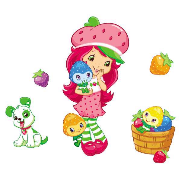 استیکر چوبی جیک جیک مدل Strawberry Shortcake Girl، Jikjik Strawberry Shortcake Girl wood sticker