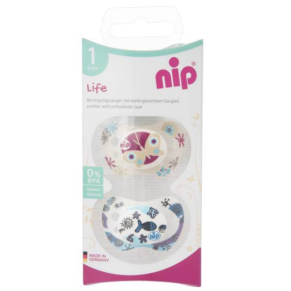 پستانک ارتودنسی نیپ مدل 31301BF بسته 2 عددی، Nip 31301BF Pacifier And Accessories Orthodontic Size1 Pack Of 2