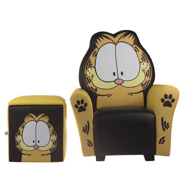 مبل و جلو مبلی کودک پینک مدل Garfield، Pink Garfield Kids Sofa And Sofa Puff