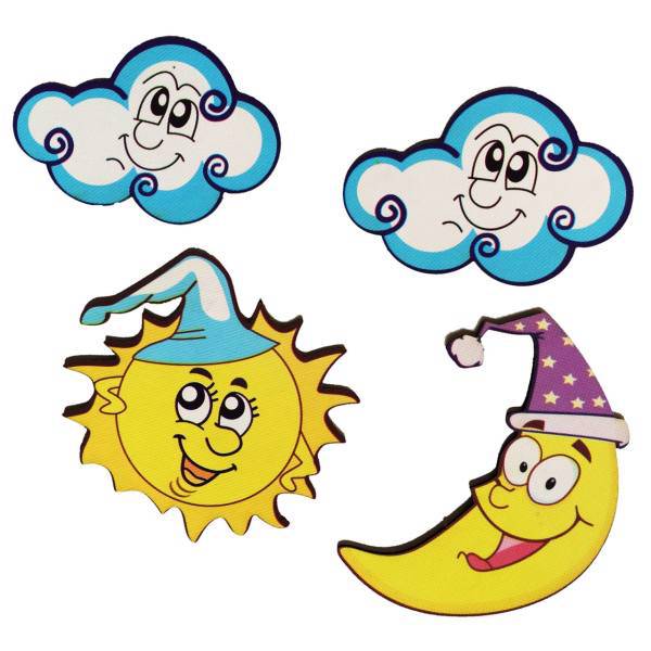 استیکر چوبی جیک جیک مدل کاراکتر ماه و خورشید، Jikjik Charachter Sun and Moon Wood Sticker