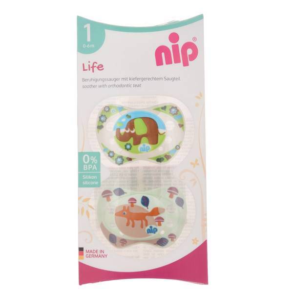 پستانک ارتودنسی نیپ مدل 31301EF بسته 2 عددی، Nip 31301EF Pacifier And Accessories Orthodontic Size1 Pack Of 2