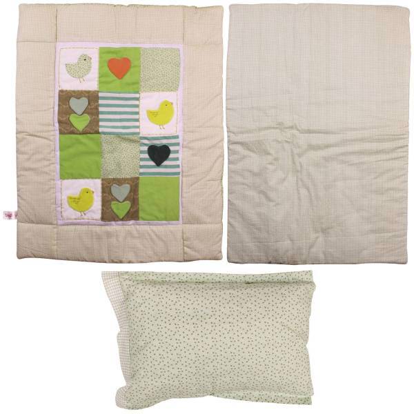 سرویس 3 تکه خواب نوزادی بی اند پی مدل قلب و پرنده، B And P Heart and Bird Baby Bed Set 3 Pieces