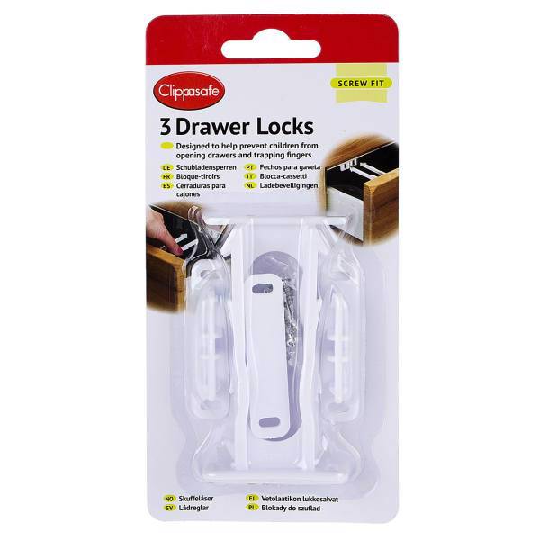 قفل دراور کلیپاسیف مدل CL711 بسته 3 عددی، Clippasafe Drawer Locks CL711 Pack Of 3