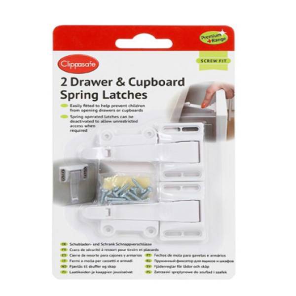 قفل کشو و دراور کلیپاسیف مدل CL713 بسته 2 عددی، Clippasafe CL713 Drawer and Cupboard Spring Latches Pack Of 2