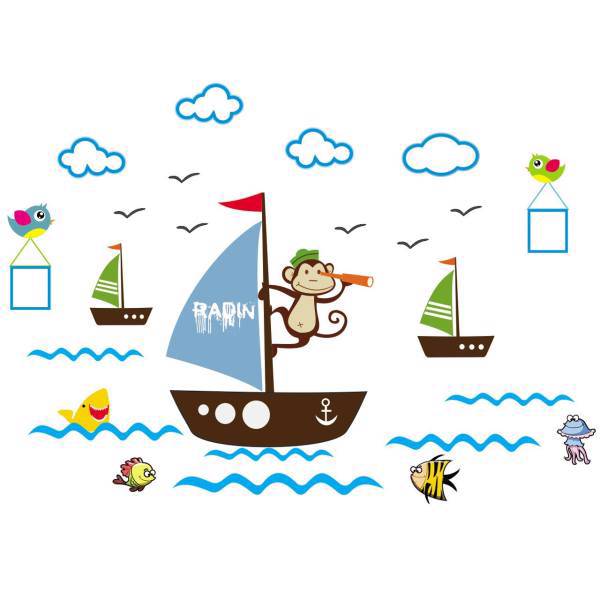 استیکر چوبی جیک جیک مدل میمون ملوان، Jikjik Monkey Sailor Wood Sticker