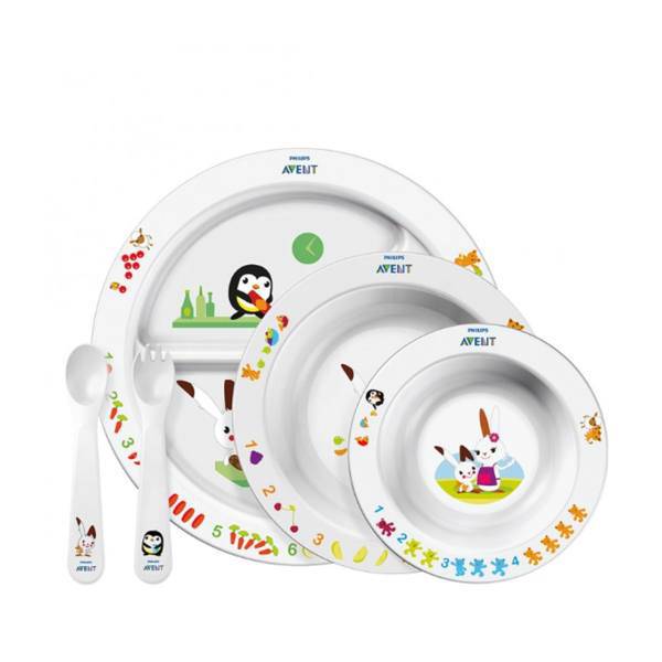 ست 5 تکه غذاخوری کودک اونت مدل A716 طرح خرگوش، Avent Rabbit Baby Feeding Set 5 Pcs code A716