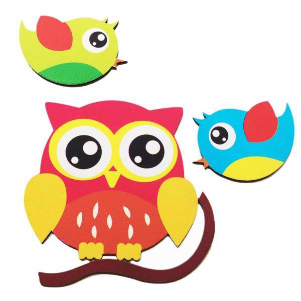 استیکر چوبی جیک جیک مدل کاراکتر جغد، Jikjik Charachter Owl Wood Sticker