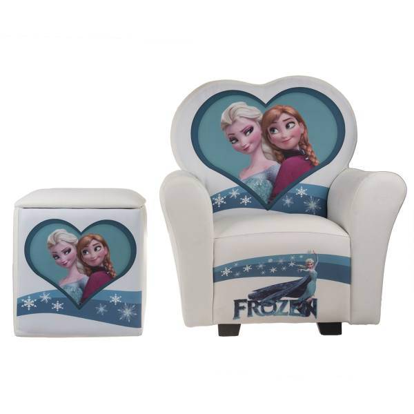 مبل و جلو مبلی کودک پینک مدل Frozen، Pink Frozen Kids Sofa And Sofa Puff