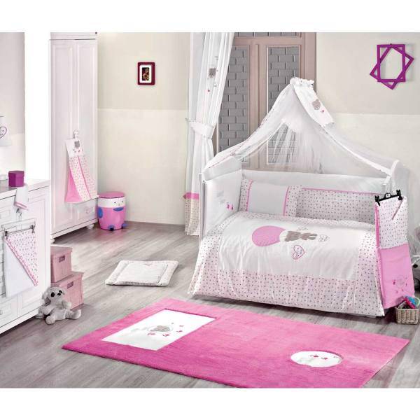 سرویس 9 تکه لحاف کودک کیدبو مدل Cute Bear Pink، Kidboo Cute Bear Pink 9 Pieces Kids Duvet Set