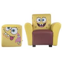 مبل و جلو مبلی کودک پینک مدل Sponge Bob Pink Sponge Bob Kids Sofa And Sofa Puff