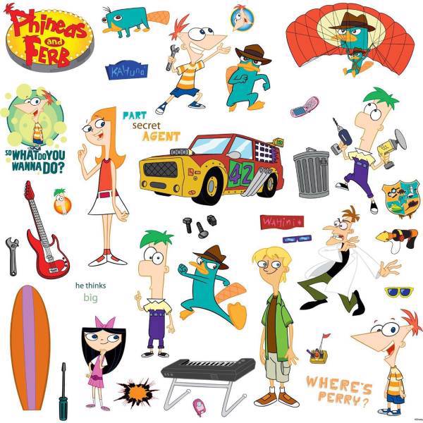 استیکر رومیت مدل Phineas And Ferb Appliques، Roommate Phineas And Ferb Appliques Sticker