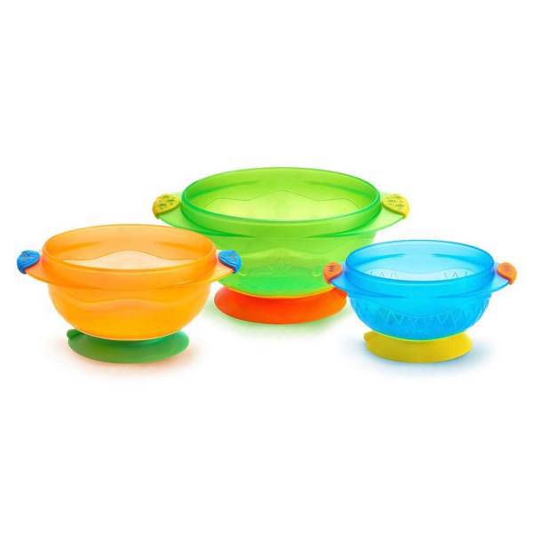 ظرف غذای کودک مانچکین کد 49003 بسته 3 عددی، Munchkin Stay Put Suction Bowls