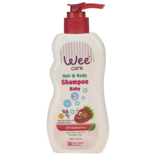 شامپو سر و بدن بچه وی کر مدل Strawberry حجم 200 میلی لیتر، Wee care Strawberry Hair And Body Shampoo Baby 200ml