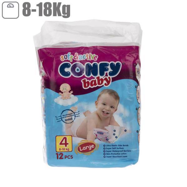 پوشک کانفی سایز 4 بسته 12 عددی، Confy Size 4 Diaper Pack of 12
