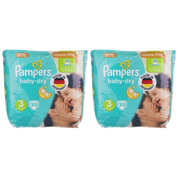 پوشک پمپرز مدل New Baby Dry سایز 3 بسته 30 × 2 عددی، Pampers New Baby Dry Size 3 Diaper Pack of 2 x 30