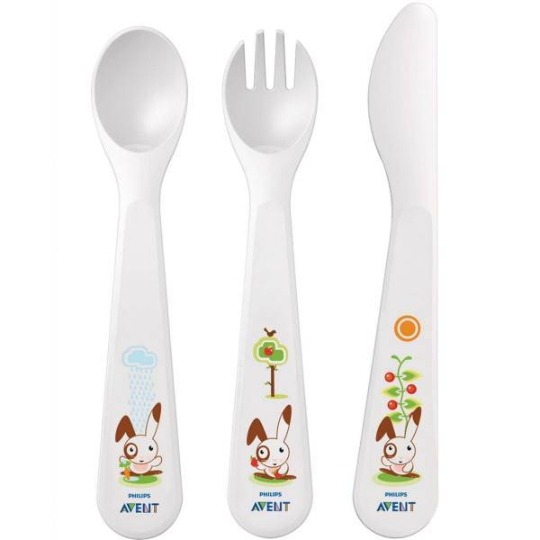 ست قاشق و چنگال و کارد کودک اونت مدل Rabbit SCF714، Avent Rabbit SCF714 Baby Cutlery Set