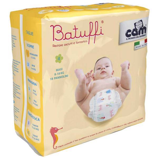 پوشک کم مدل Pannolinobatuffi V430 سایز 4 بسته 18 عددی، Cam Pannolinobatuffi V430 Size 4 Diaper Pack Of 18