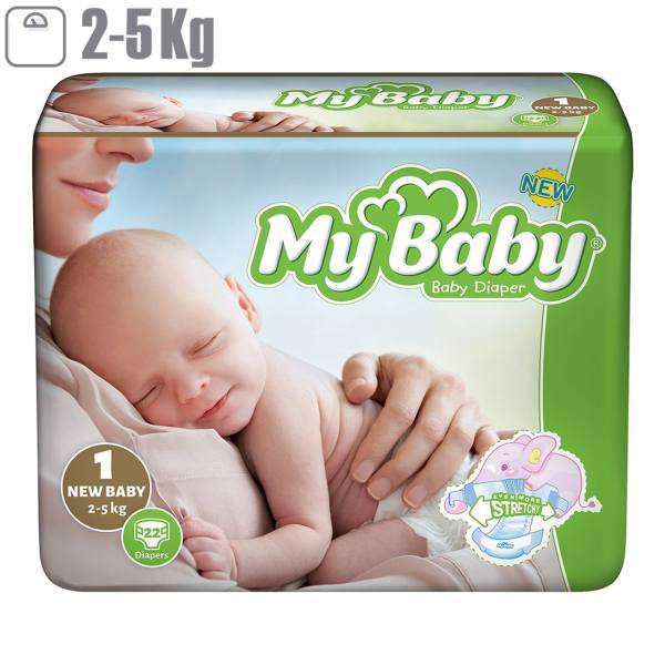 پوشک مای بیبی مدل Stretchy سایز 1 بسته 22 عددی، My Baby Stretchy Size 1 Diaper Pack of 22