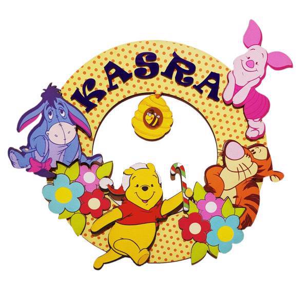 آویز چوبی اسم کودک جیک جیک مدل دوستان پو، Jikjik Pooh Wooden pendant baby name