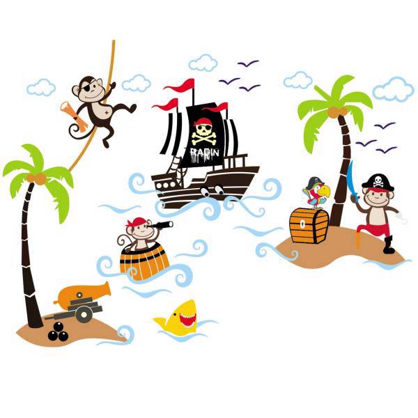 استیکر چوبی جیک جیک مدل دزدان دریایی، Jikjik pirate Wood Sticker