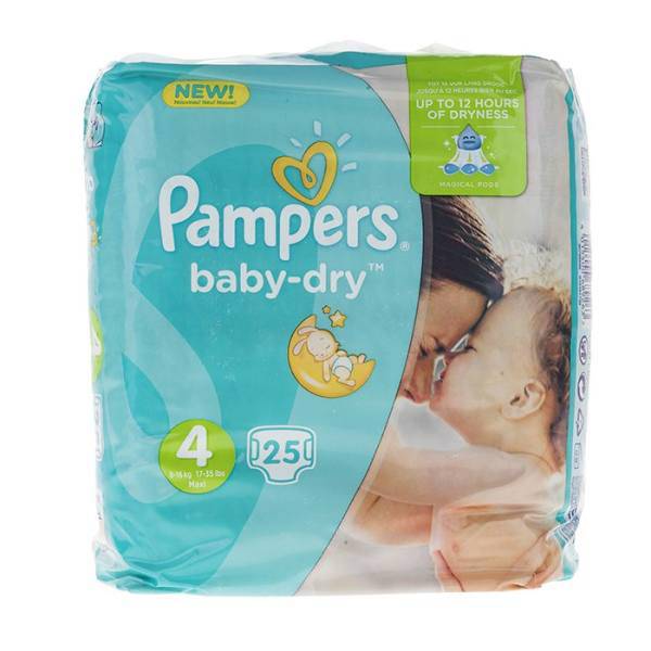 پوشک پمپرز مدل New Baby Dry سایز 4 بسته 25 عددی، Pampers New Baby Dry Size 4 Diaper Pack of 25